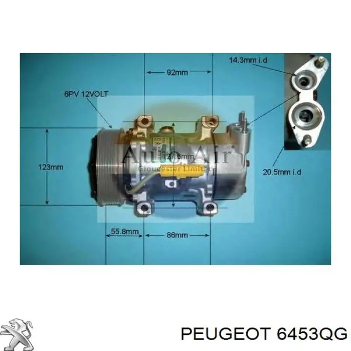 6453QG Peugeot/Citroen компрессор кондиционера