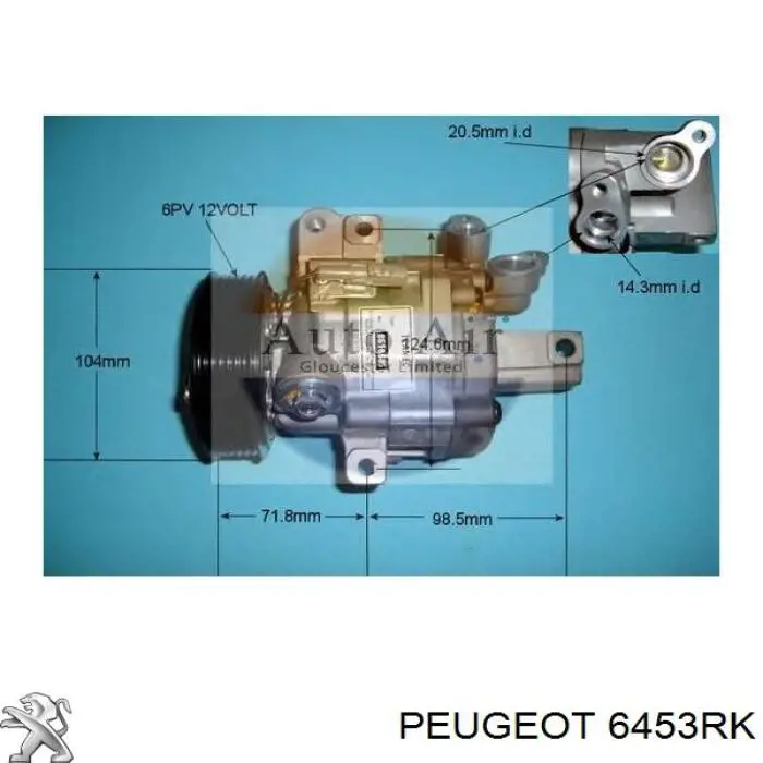 Compresor de aire acondicionado 6453RK Peugeot/Citroen