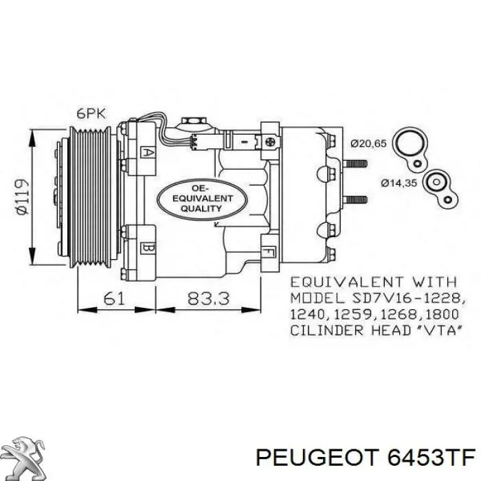 Компрессор кондиционера 6453TF Peugeot/Citroen