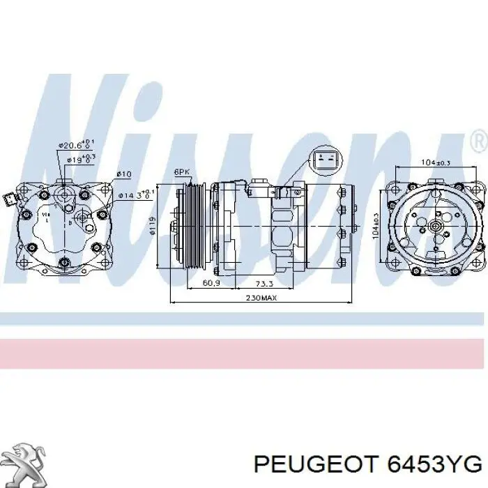 Компрессор системы кондиционирования Peugeot/Citroen 6453YG цена, от 121.50 USD