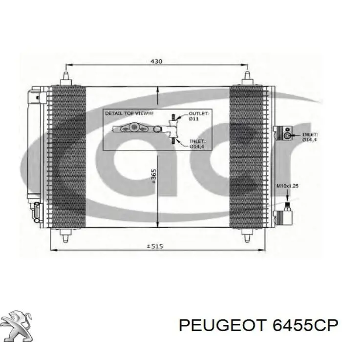 Condensador aire acondicionado 6455CP Peugeot/Citroen
