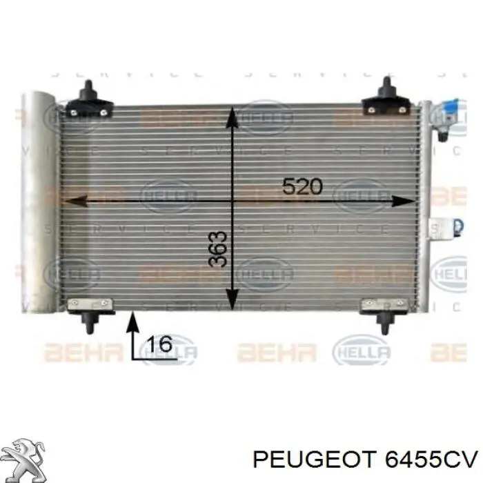 6455CV Peugeot/Citroen radiador de aparelho de ar condicionado