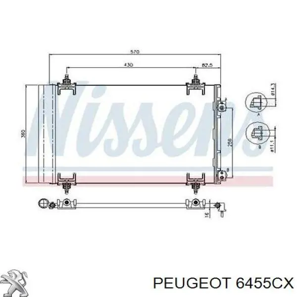 6455CX Peugeot/Citroen radiador de aparelho de ar condicionado