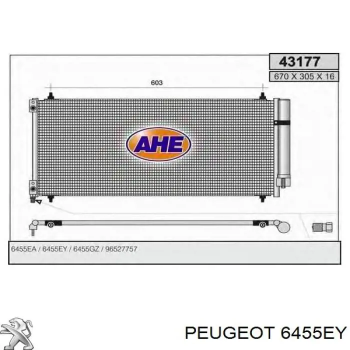 Конденсатор кондиционера Peugeot/Citroen 6455EY цена, от 108.94 USD