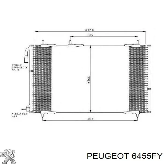 Радиатор кондиционера 6455FY Peugeot/Citroen