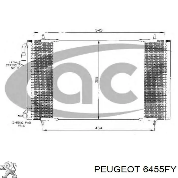 Конденсатор кондиционера Peugeot/Citroen 6455FY цена, от 51.17 USD