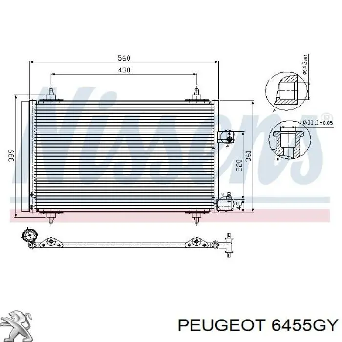 6455GY Peugeot/Citroen радиатор кондиционера