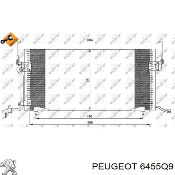 6455Q9 Peugeot/Citroen радиатор кондиционера