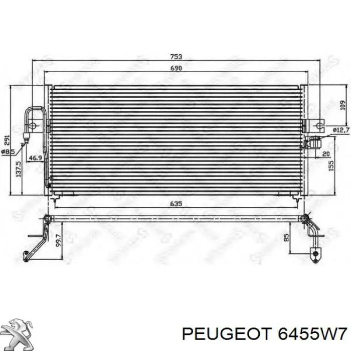 Купить 6455W7 Peugeot/Citroen Радиатор системы охлаждения кондиционера