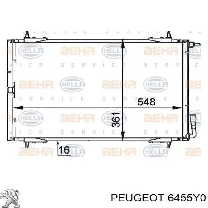 6455Y0 Peugeot/Citroen radiador de aparelho de ar condicionado