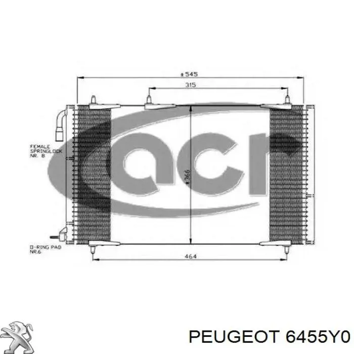 Купить 6455Y0 Peugeot/Citroen Радиатор системы охлаждения кондиционера
