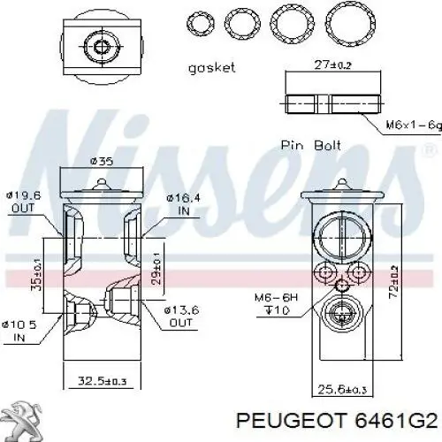6461G2 Peugeot/Citroen клапан trv кондиционера