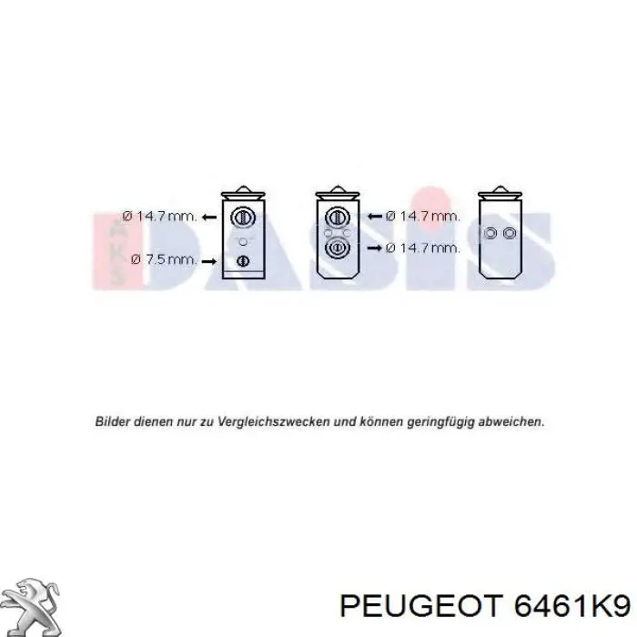 Válvula de expansión, aire acondicionado 6461K9 Peugeot/Citroen