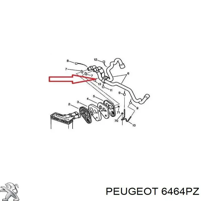 6464PZ Peugeot/Citroen шланг радиатора отопителя (печки, сдвоенный)