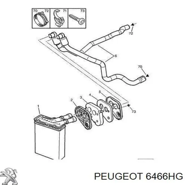 Шланг радиатора отопителя (печки), сдвоенный Peugeot/Citroen 6466HG