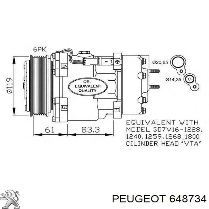 Купить 648734 Peugeot/Citroen Компрессор климатической установки
