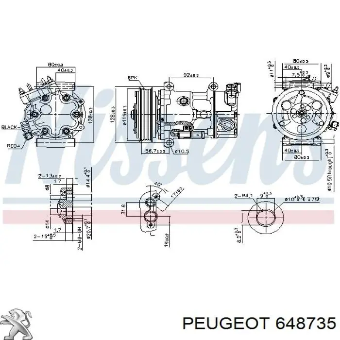 Компрессор кондиционера 648735 Peugeot/Citroen