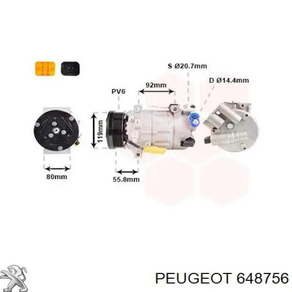 Купить 648756 Peugeot/Citroen Компрессор климатической установки