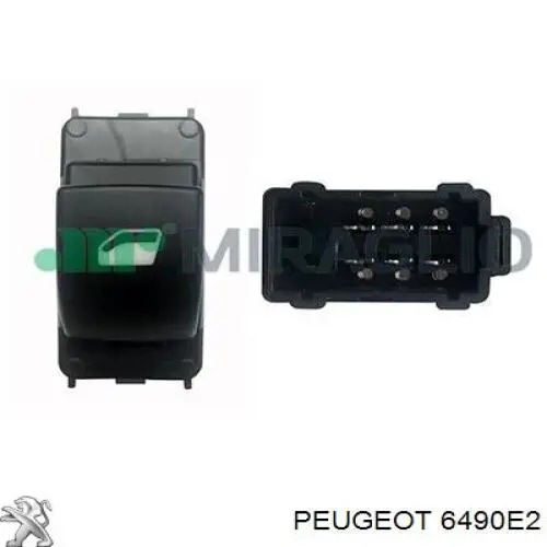 Botón de encendido, motor eléctrico, elevalunas, puerta delantera derecha 6490E2 Peugeot/Citroen