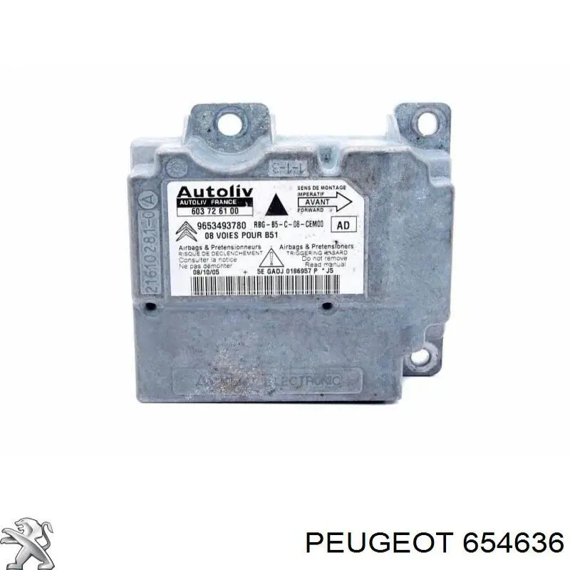 Procesador Del Modulo De Control De AIRBAG 654636 Peugeot/Citroen