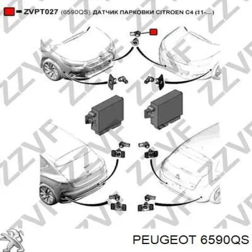 Купить 6590QS Peugeot/Citroen Парктроники задние