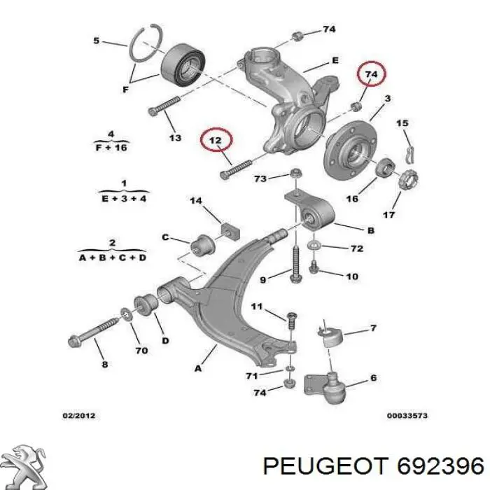 692396 Peugeot/Citroen parafuso