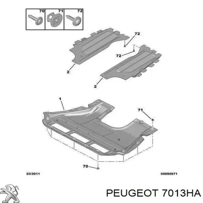 Защита двигателя, поддона (моторного отсека) 7013HA Peugeot/Citroen