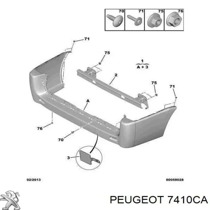 Бампер задний 00007410CA Peugeot/Citroen