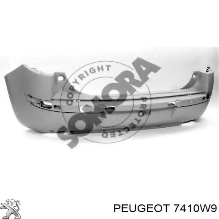 7410W9 Peugeot/Citroen Pára-choque traseiro