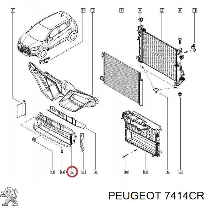 7414CR Peugeot/Citroen Балка бампера переднего