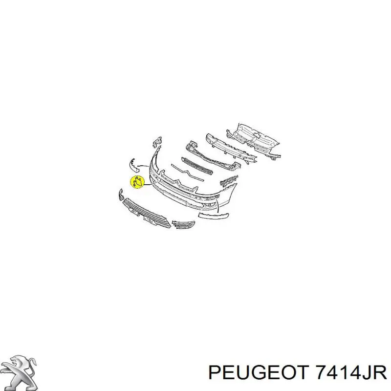 Cobertura de parachoques, enganche de remolque, delantera 7414JR Peugeot/Citroen