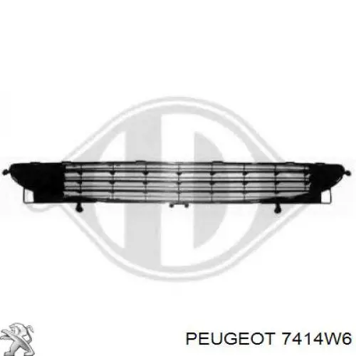 Rejilla de ventilación, parachoques trasero, central 7414W6 Peugeot/Citroen