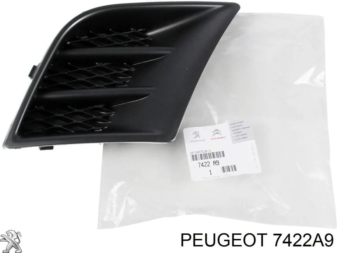 7422A9 Peugeot/Citroen tampão (grelha das luzes de nevoeiro do pára-choque dianteiro esquerdo)