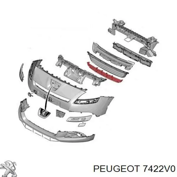 Решетка бампера переднего центральная Peugeot/Citroen 7422V0 цена, от 13.48 USD