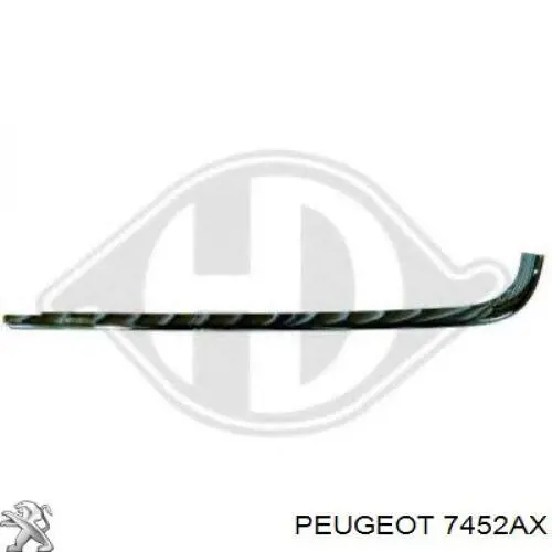 Moldura de rejilla parachoques delantero inferior 7452AX Peugeot/Citroen