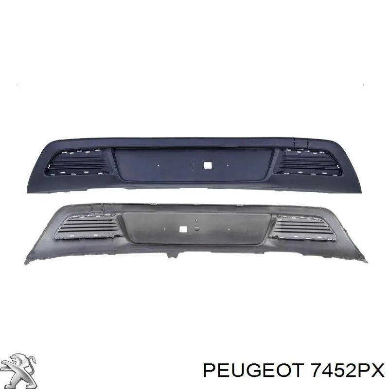 7452PX Peugeot/Citroen placa sobreposta central do pára-choque traseiro