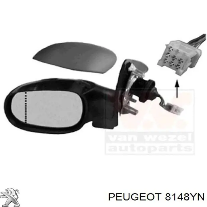 Зеркало заднего вида, левое Peugeot/Citroen 8148YN цена, от 27.59 USD