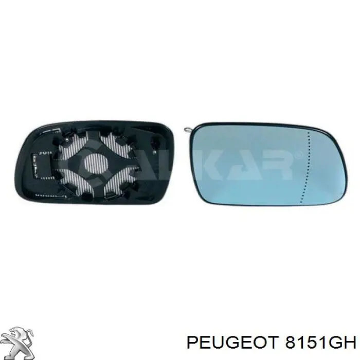 Cristal De Espejo Retrovisor Exterior Derecho 8151GH Peugeot/Citroen