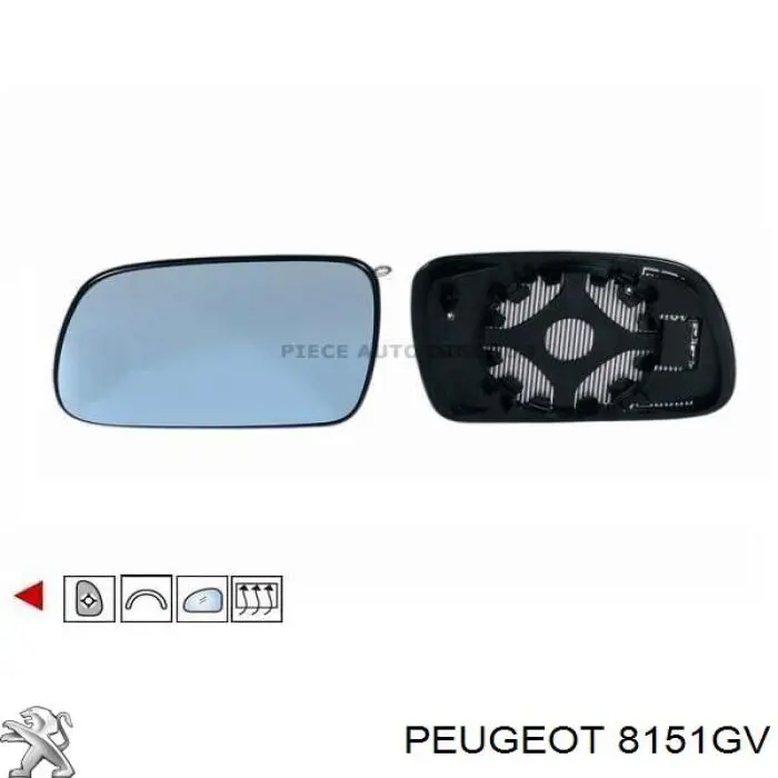 8151GV Peugeot/Citroen зеркальный элемент зеркала заднего вида левого