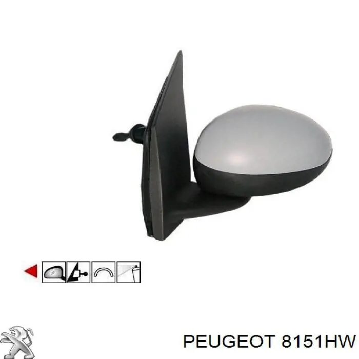 8151HW Peugeot/Citroen elemento espelhado do espelho de retrovisão direito