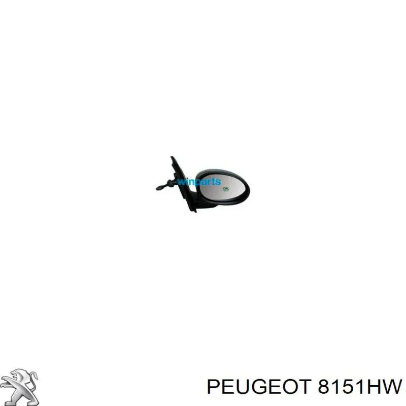 Купить 8151HW Peugeot/Citroen Стекло правого зеркала заднего вида