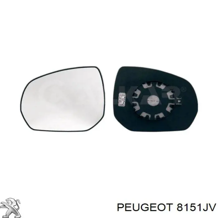 Зеркальный элемент зеркала заднего вида левого Peugeot/Citroen 8151JV
