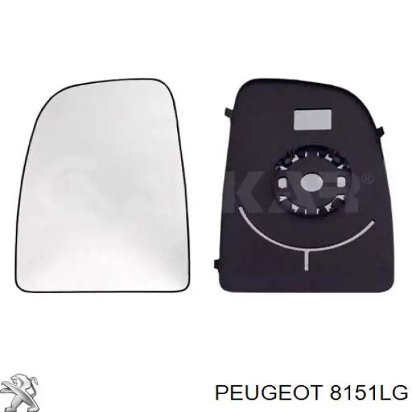 Зеркальный элемент зеркала заднего вида левого Peugeot/Citroen 8151LG