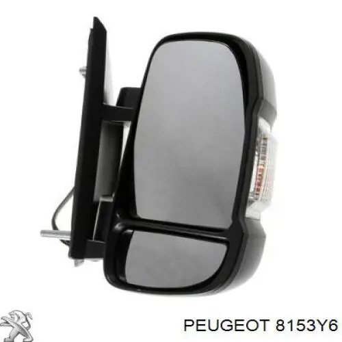 8153Y6 Peugeot/Citroen зеркало заднего вида правое