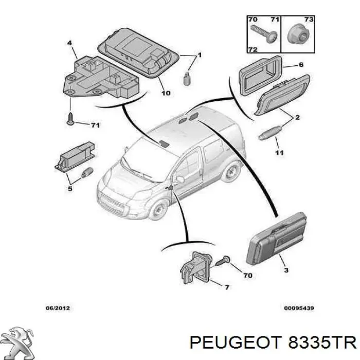 Плафон освещения салона (кабины) задний Peugeot/Citroen 8335TR цена, от 27.00 USD