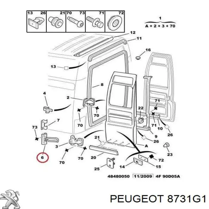 8731G1 Peugeot/Citroen limitador de abertura de porta da seção de bagagem (furgão)