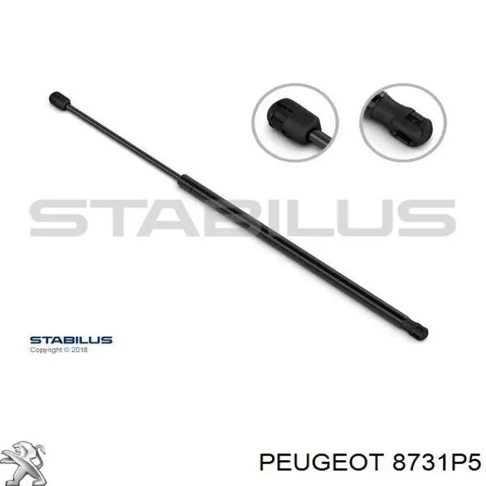 8731P5 Peugeot/Citroen amortecedor de tampa de porta-malas (de 3ª/5ª porta traseira)