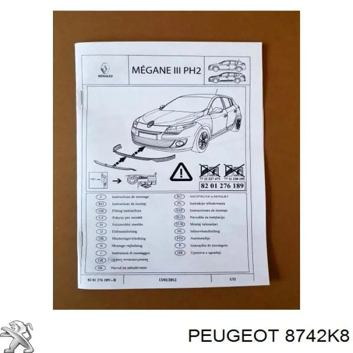  Peugeot/Citroen 8742K8 цена, от 190.60 USD
