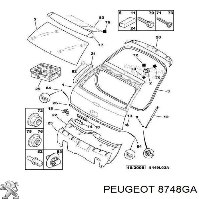 8748GA Peugeot/Citroen Обшивка-облицовка багажника