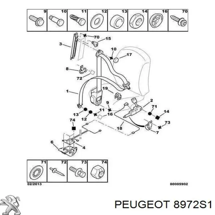 Рычаг фиксации ремня безопасности передний, левый Peugeot/Citroen 8972S1 цена, от 14.03 USD